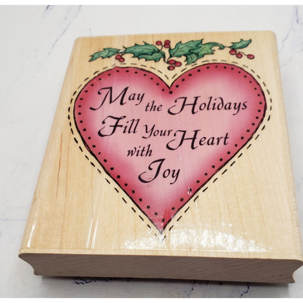 May The Holidays Fill Your Heart With Joy Inkadinkado Wood Mounted Rubber Stamp